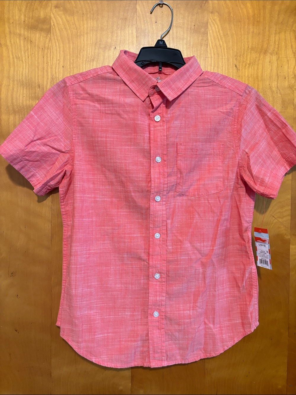 Cat & Jack Coral Pink Short-Sleeve Button-Up Shirt